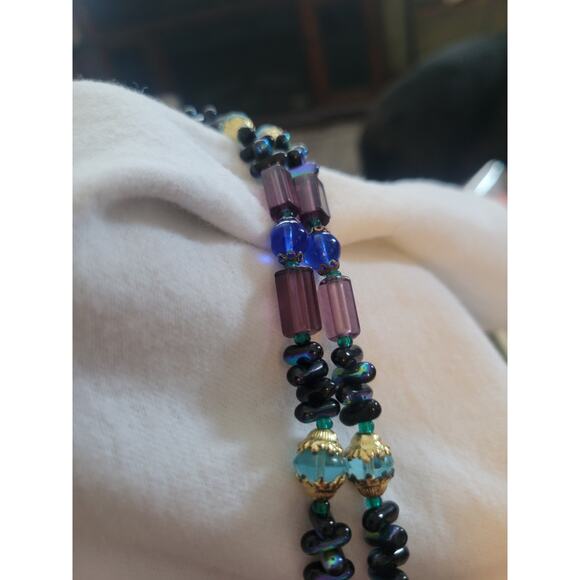 Beaded Necklace Acrylic Multi Colors 60" Long Strand - Picture 6 of 9